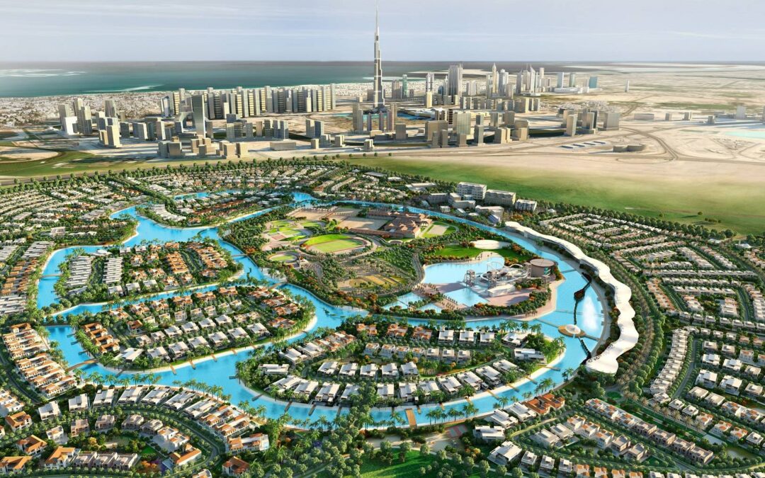 Aerial view of Dubai's Architecture buildings